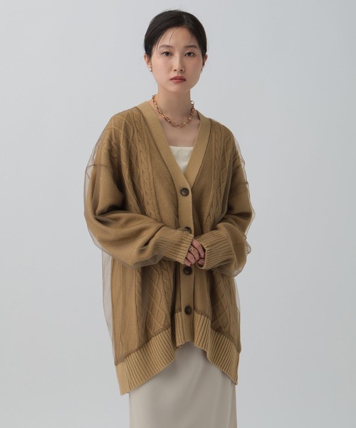 LEPSIM(レプシィム)の「チュールドッキングカーディガンチュニック 599676(カーディガン/ボレロ・レディース・アイボリー/ブラック/ブラウン・FREE)」の16枚目の写真