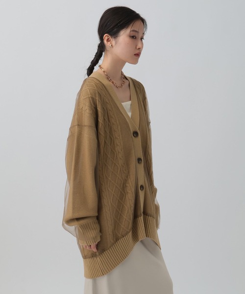 LEPSIM(レプシィム)の「チュールドッキングカーディガンチュニック 599676(カーディガン/ボレロ・レディース・アイボリー/ブラック/ブラウン・FREE)」の18枚目の写真