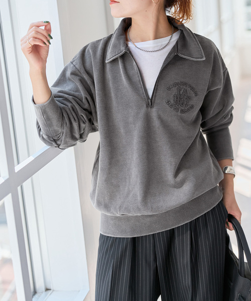 Spick & Span(スピックアンドスパン)の「La Hutte / ラ ユット ハーフジップスウェット(スウェット・レディース・チャコールグレー/アイボリー・FREE)」の2枚目の写真