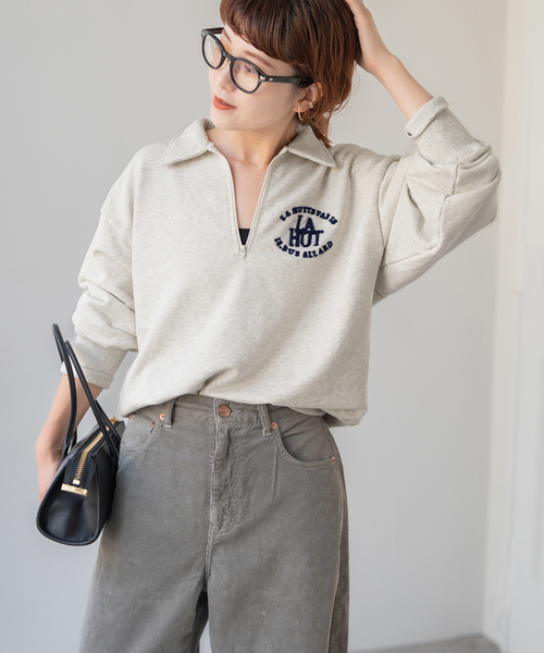 Spick & Span(スピックアンドスパン)の「La Hutte / ラ ユット ハーフジップスウェット(スウェット・レディース・チャコールグレー/アイボリー・FREE)」の7枚目の写真