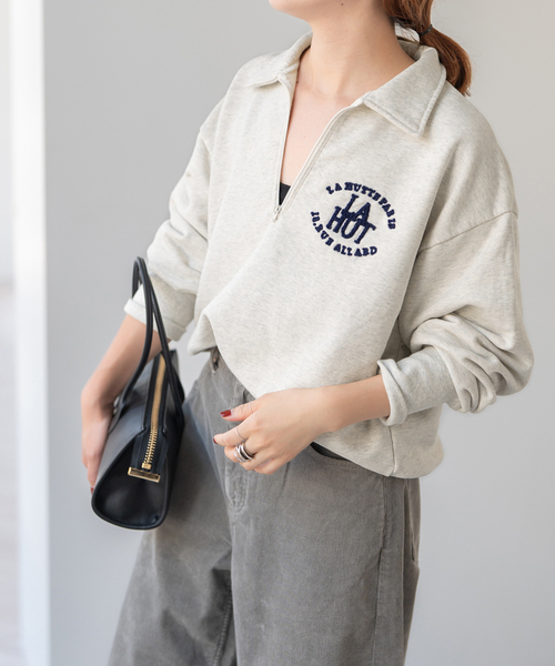 Spick & Span(スピックアンドスパン)の「La Hutte / ラ ユット ハーフジップスウェット(スウェット・レディース・チャコールグレー/アイボリー・FREE)」の8枚目の写真