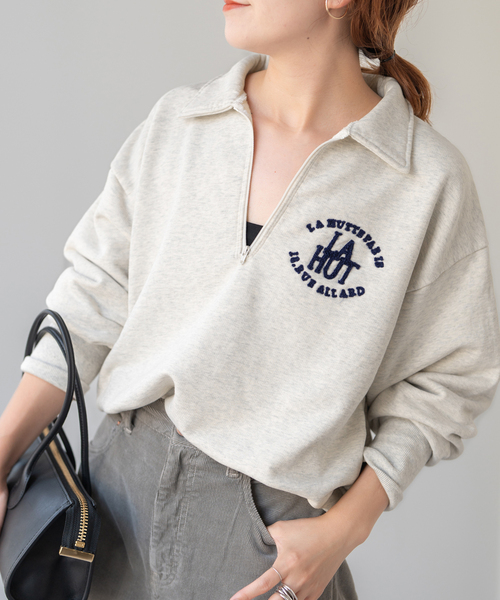 Spick & Span(スピックアンドスパン)の「La Hutte / ラ ユット ハーフジップスウェット(スウェット・レディース・チャコールグレー/アイボリー・FREE)」の11枚目の写真