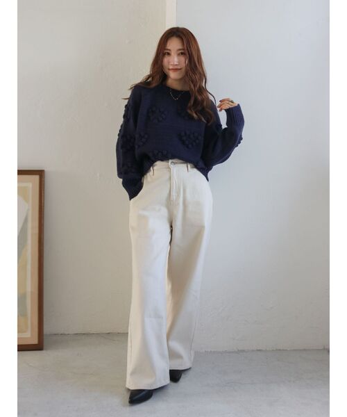 Ungrid（アングリッド）の「【WEB限定】ハートデザインクルーネックニット（ニット/セーター・レディース・オフホワイト/チャコールグレー/レッド/イエロー/ネイビー・FREE）」の21枚目の写真