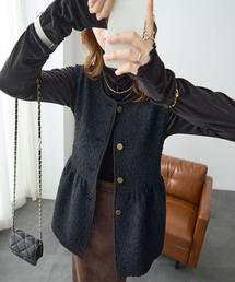 ReDial（リダイアル）の「ツイード調ノーカラーペプラムジレ（ベスト）」