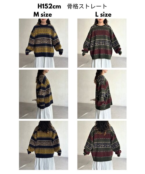 CPCM(シーピーシーエム)の「レトロボーダージャガードニットプルオーバー(ニット/セーター・レディース・ネイビー/グリーン・MEDIUM/LARGE)」の12枚目の写真