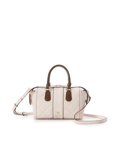 & chouette（アンドシュエット）の「型押しモノグラム　ミニボストンバッグ（ショルダーバッグ・レディース・ワインレッド/ブラック/オフホワイト・FREE）」の2枚目の写真