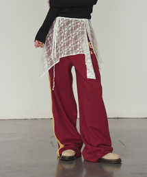 SIDE STRIPE WIDE PANTS BURGUNDY