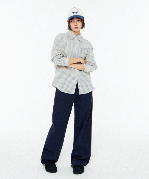 Two-tuck Cotton Pants Navy