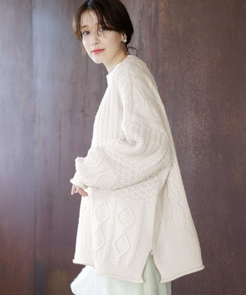 セール】【WEB限定】3ゲージケーブルニットルーズプルオーバー（ニット