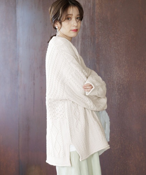 セール】【WEB限定】3ゲージケーブルニットルーズプルオーバー（ニット
