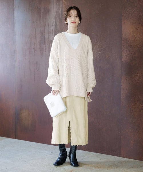 セール】【WEB限定】3ゲージケーブルニットルーズプルオーバー（ニット