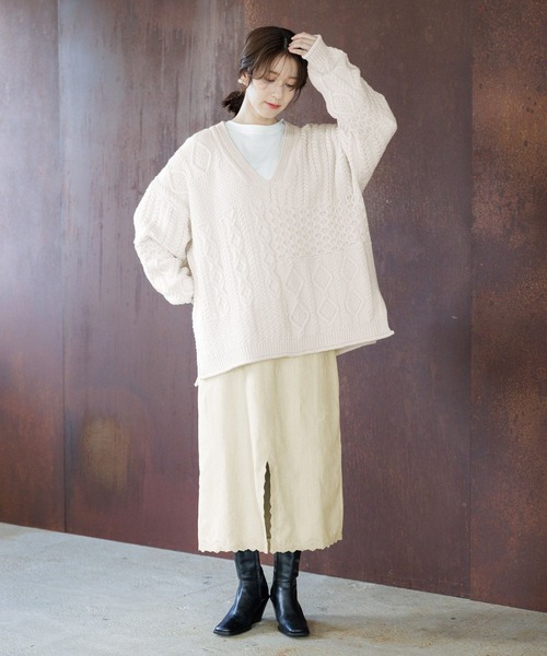 セール】【WEB限定】3ゲージケーブルニットルーズプルオーバー（ニット