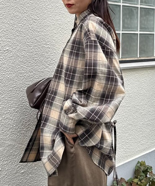 CIAOPANIC TYPY(チャオパニックティピー)の「ウエストマークチェックオーバーシャツ(シャツ/ブラウス・レディース・ネイビー/ブラウン/ベージュ・ONE SIZE)」の7枚目の写真