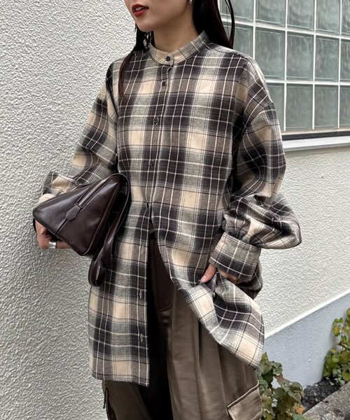 CIAOPANIC TYPY(チャオパニックティピー)の「ウエストマークチェックオーバーシャツ(シャツ/ブラウス・レディース・ネイビー/ブラウン/ベージュ・ONE SIZE)」の8枚目の写真