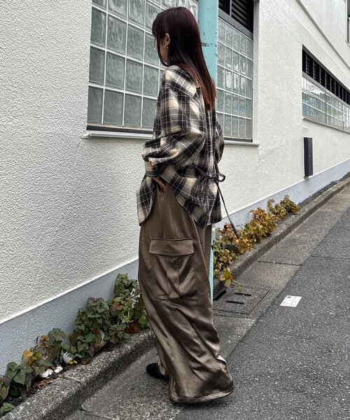 CIAOPANIC TYPY(チャオパニックティピー)の「ウエストマークチェックオーバーシャツ(シャツ/ブラウス・レディース・ネイビー/ブラウン/ベージュ・ONE SIZE)」の10枚目の写真