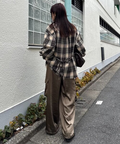 CIAOPANIC TYPY(チャオパニックティピー)の「ウエストマークチェックオーバーシャツ(シャツ/ブラウス・レディース・ネイビー/ブラウン/ベージュ・ONE SIZE)」の11枚目の写真