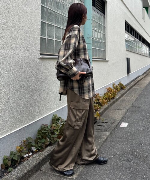 CIAOPANIC TYPY(チャオパニックティピー)の「ウエストマークチェックオーバーシャツ(シャツ/ブラウス・レディース・ネイビー/ブラウン/ベージュ・ONE SIZE)」の12枚目の写真