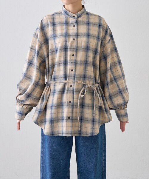 CIAOPANIC TYPY(チャオパニックティピー)の「ウエストマークチェックオーバーシャツ(シャツ/ブラウス・レディース・ネイビー/ブラウン/ベージュ・ONE SIZE)」の13枚目の写真