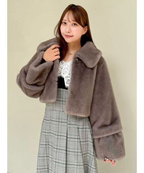 ビットショートミンクライクファーコート（その他アウター）｜dazzlin