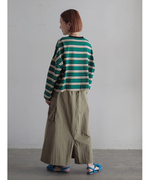 FIL DE FER（フィルデフェール）の「コットンナイロンギャバ　カーゴスカート（スカート・レディース・カーキ/グレー・FREE）」の6枚目の写真