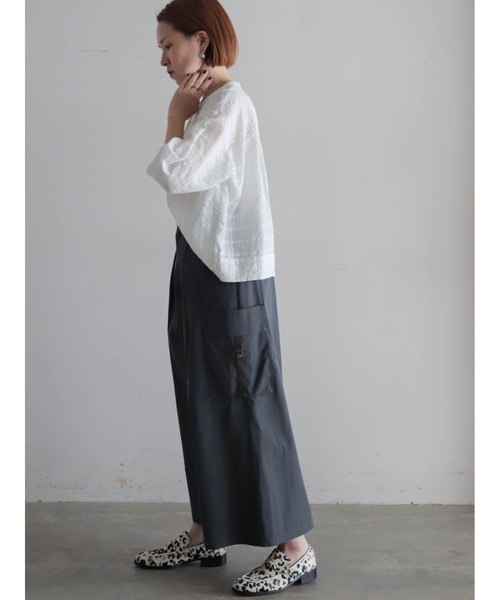 FIL DE FER（フィルデフェール）の「コットンナイロンギャバ　カーゴスカート（スカート・レディース・カーキ/グレー・FREE）」の20枚目の写真