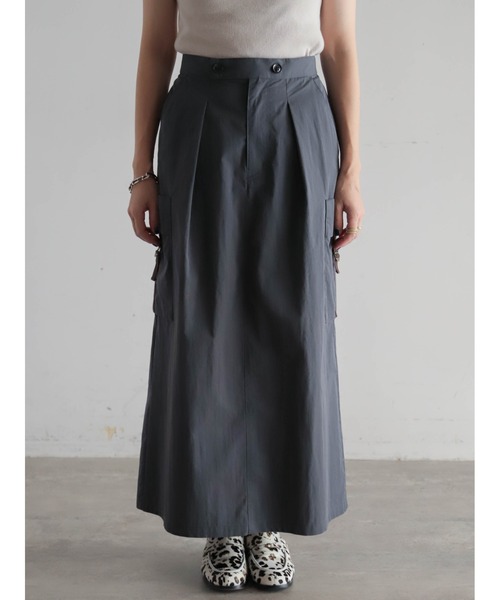 FIL DE FER（フィルデフェール）の「コットンナイロンギャバ　カーゴスカート（スカート・レディース・カーキ/グレー・FREE）」の17枚目の写真