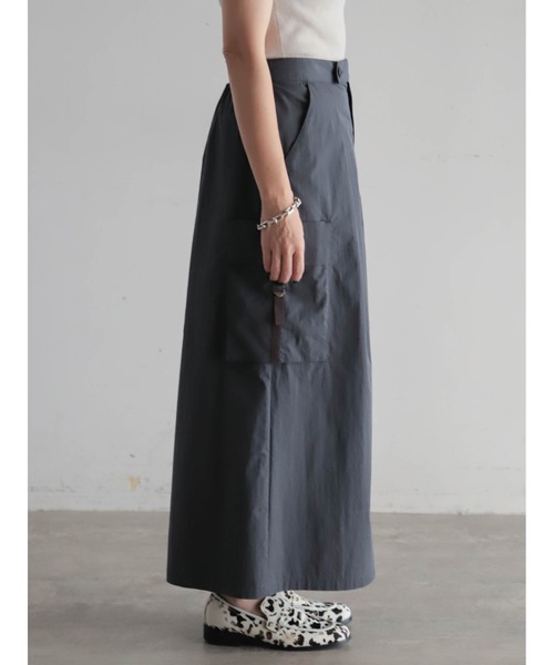 FIL DE FER（フィルデフェール）の「コットンナイロンギャバ　カーゴスカート（スカート・レディース・カーキ/グレー・FREE）」の18枚目の写真