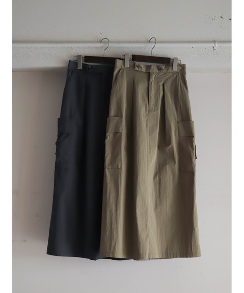 FIL DE FER（フィルデフェール）の「コットンナイロンギャバ　カーゴスカート（スカート・レディース・カーキ/グレー・FREE）」の9枚目の写真