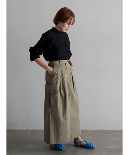 FIL DE FER（フィルデフェール）の「コットンナイロンギャバ　カーゴスカート（スカート・レディース・カーキ/グレー・FREE）」の16枚目の写真