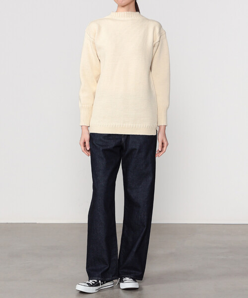 Le Tricoteur（ルトリコチュール）の「Le Tricoteur | トラディショナル ウールガンジーセーター UNISEX（ニット/セーター・レディース・Nat/ブルー系その他5/オートミール/ネイビー・38/42/36/40/44）」の5枚目の写真