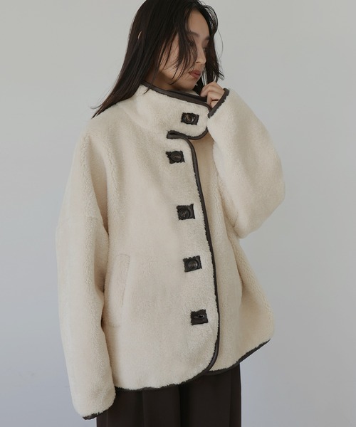 レザーパイピングボアジャケット（その他アウター）｜hellam（へラム