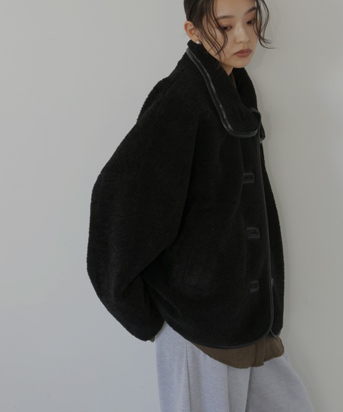 hellam（へラム）の「レザーパイピングボアジャケット（その他アウター・レディース・アイボリー/ブラック・FREE）」の7枚目の写真