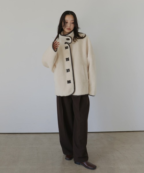 hellam（へラム）の「レザーパイピングボアジャケット（その他アウター・レディース・アイボリー/ブラック・FREE）」の14枚目の写真