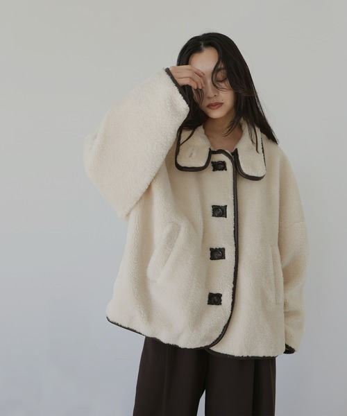 hellam（へラム）の「レザーパイピングボアジャケット（その他アウター・レディース・アイボリー/ブラック・FREE）」の15枚目の写真