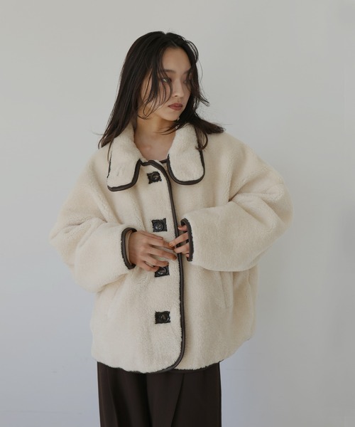 hellam（へラム）の「レザーパイピングボアジャケット（その他アウター・レディース・アイボリー/ブラック・FREE）」の17枚目の写真