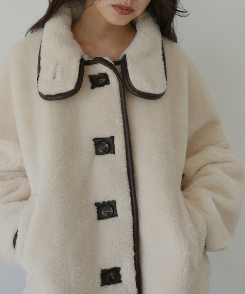 hellam（へラム）の「レザーパイピングボアジャケット（その他アウター・レディース・アイボリー/ブラック・FREE）」の19枚目の写真