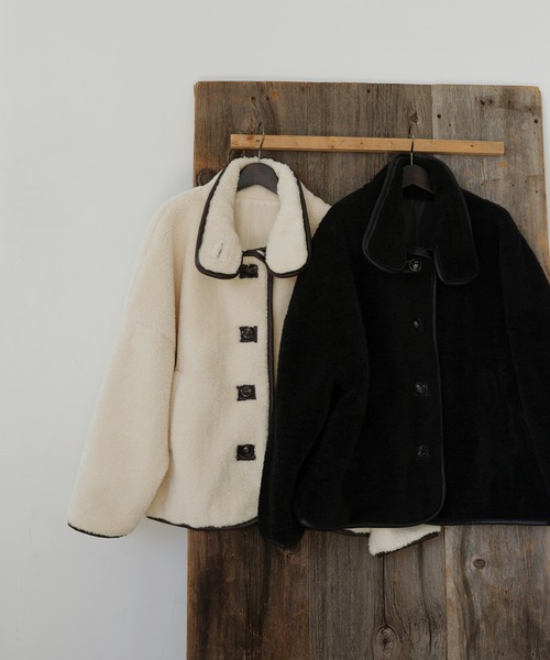 hellam（へラム）の「レザーパイピングボアジャケット（その他アウター・レディース・アイボリー/ブラック・FREE）」の21枚目の写真