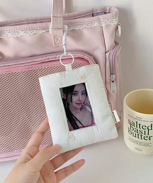 セール】推し活トレカホルダー/ハート刺繍カードホルダーキーホルダー