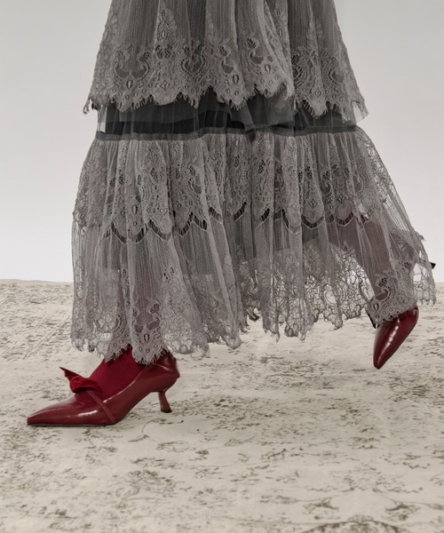 Ezick(エジック)の「lace tiered velour skirt レースベロアスカート(スカート・レディース・ブラック/チャコールグレー・FREE)」の19枚目の写真