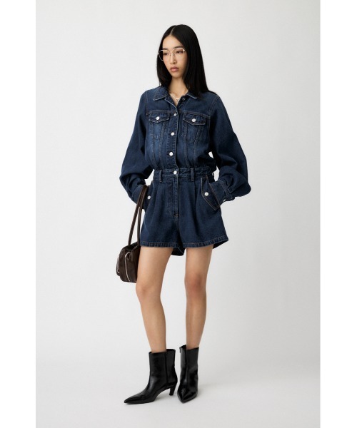 MOUSSY デニム　ショート　ジャンプスーツ DENIM SHORT ジャンプスーツ（つなぎ/オールインワン）｜MOUSSY