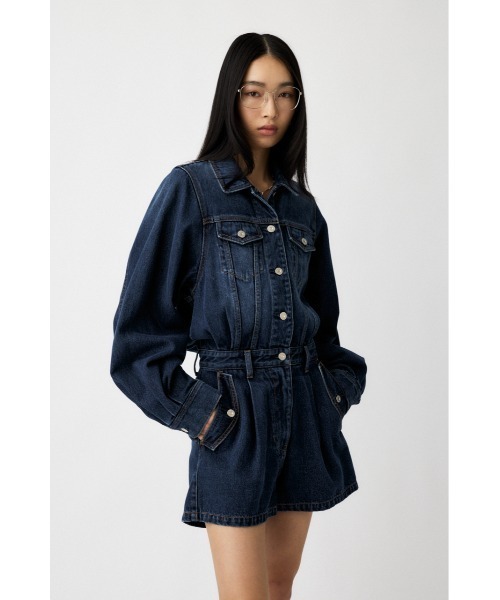 MOUSSY（マウジー）の「【26年SS新作】DENIM SHORT ジャンプスーツ（つなぎ/オールインワン・レディース・ブルー/ワンウォッシュ・1/2）」の6枚目の写真