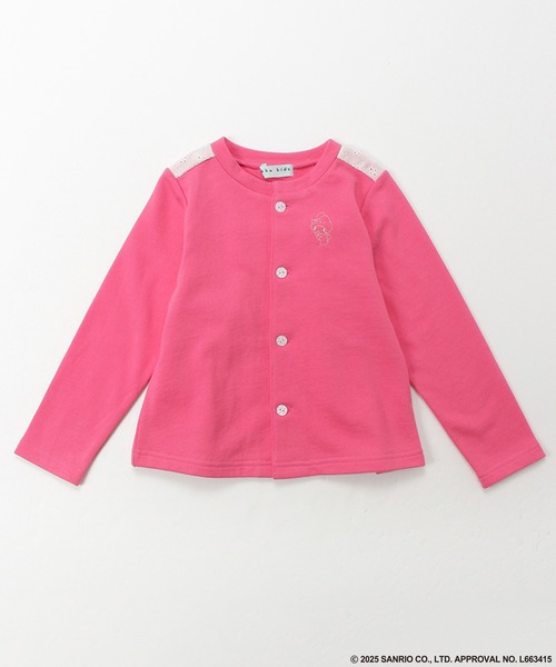 HAKKA KIDS（ハッカキッズ）の「【ハッカキッズ×サンリオキャラクターズ】［ジュニアサイズ］ワンポイント刺繍裏毛カーディガン（カーディガン/ボレロ・キッズ・チャコールグレー/ピンク/キナリ・140cm/150cm）」の3枚目の写真
