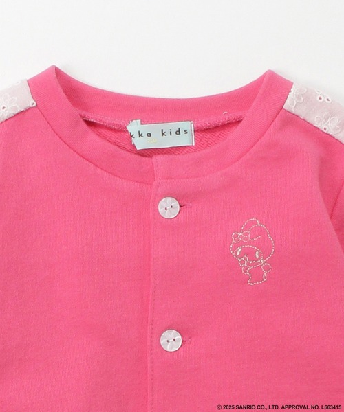 HAKKA KIDS（ハッカキッズ）の「【ハッカキッズ×サンリオキャラクターズ】［ジュニアサイズ］ワンポイント刺繍裏毛カーディガン（カーディガン/ボレロ・キッズ・チャコールグレー/ピンク/キナリ・140cm/150cm）」の7枚目の写真