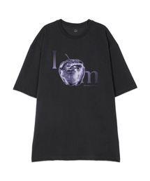 [オーバーサイズ]アップル13番手綿ラウンドネック半袖Tシャツ_チャコール