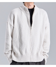BUTTON SEOUL（ボタンソウル）の「タオルテクスチャーニットモックネックジップアップカーディガン（アイボリー）（カーディガン/ボレロ）」