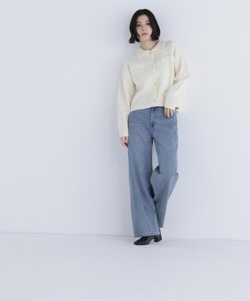 NATURAL BEAUTY BASIC（ナチュラルビューティーベーシック）の「◇ループカラーニットジャケット（カーディガン/ボレロ・レディース・オフホワイト/ブラック/ダークブルー・FREE）」の8枚目の写真