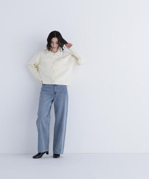 NATURAL BEAUTY BASIC（ナチュラルビューティーベーシック）の「◇ループカラーニットジャケット（カーディガン/ボレロ・レディース・オフホワイト/ブラック/ダークブルー・FREE）」の12枚目の写真