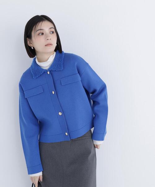 NATURAL BEAUTY BASIC（ナチュラルビューティーベーシック）の「◇ループカラーニットジャケット（カーディガン/ボレロ・レディース・オフホワイト/ブラック/ダークブルー・FREE）」の20枚目の写真