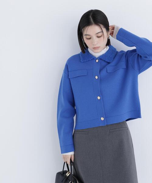 NATURAL BEAUTY BASIC（ナチュラルビューティーベーシック）の「◇ループカラーニットジャケット（カーディガン/ボレロ・レディース・オフホワイト/ブラック/ダークブルー・FREE）」の22枚目の写真