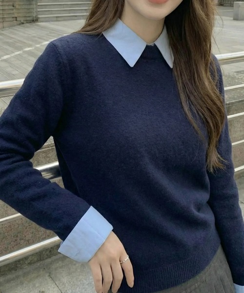 cammie(キャミー)の「シンプルニットトップス(ニット/セーター・レディース・ネイビー/ブラック/グレー・F)」の3枚目の写真